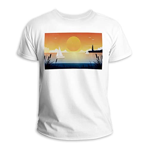 T-shirt Sunset River Lighthouse multicolore idéal pour vos balades et sorties estivales