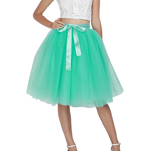 Rrongwn Falda corta de tutú para mujer, falda corta de ballet, falda de tul, falda corta de los años 50, Rockabilly, enagua de graduación, fiesta, vestido plisado, cosplay, fiesta, carnaval, verde