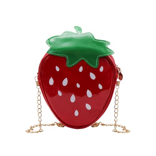 Strawberry Purse for Women and Girls, Soft Strawberry Crossbody Bag with Chain Strap, Strawberry Bag Novelty Purse