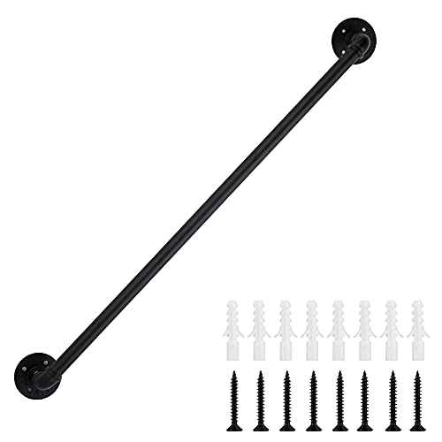 Senmit Pasamanos de escalera - Pasamanos de hierro forjado premium de 3 pies - Color negro elegante - Instalación fácil y rápida - Usos multiusos