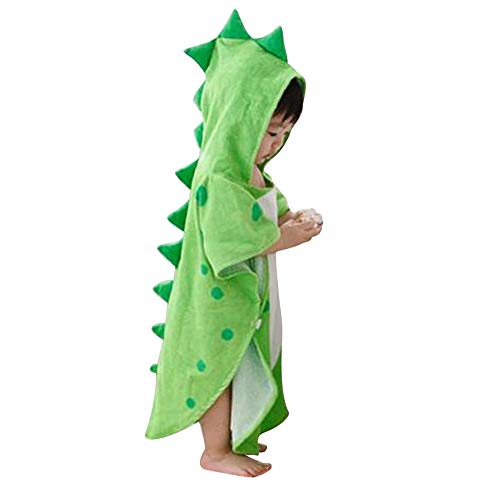 vanessasa_JP ベビー バスローブ 子供用バスタオル ポンチョ フード付き バスローブ タオル地 キッズ 帽子付き ガウン 子供用 お風呂上がり ルームウェア お風呂 出産祝い贈り物にも 純綿 ビーチタオル 浴衣 タオルの掛け布団 （推奨身長110cm以内） (グリーン)