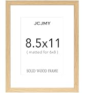 JCJMY 8.5x11 Picture Frame, Solid Wood Frame for Certificate Photo Poster, Display 6x8 with Mat o...