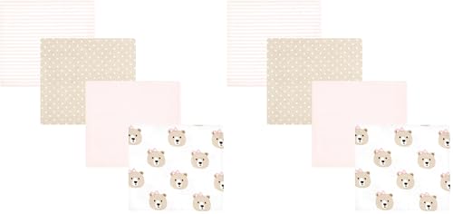Image of Hudson Baby Unisex Baby Cotton Flannel Receiving Blankets, Pink Taupe Bear, One Size (Pack of 2)