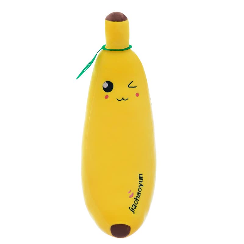 champracer Banane PlüSchtier Puppe Wurfkissen, PlüSch Kuscheltier Banane PlüSchkissen Spielzeug, Schmusetier Geschenk, zum Spielen und Kuscheln für Kinder MäDchen Jungen (35 cm,zwinkern)