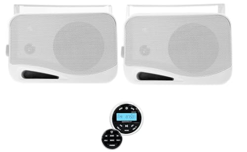 Rockville RGHR2 Marine Gauge Boat Receiver w Bluetooth USB+(2) 4