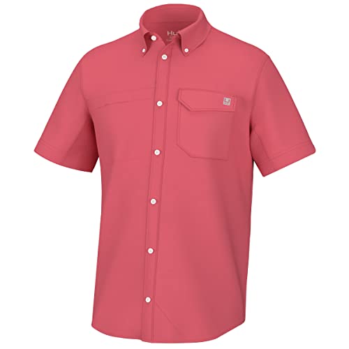Image of HUK Men's Tide Point Kc Scott Original Artwork Short Sleeve Shirt, Fishing Button Down