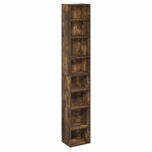 Image of Furinno PASIR Book Shelf, 8-Tier Bookshelf, Bookcase with Open Shelf, 9.3 x 11.8 x 70.9, for Living Room, Bedroom, Home Office, Amber Pine
