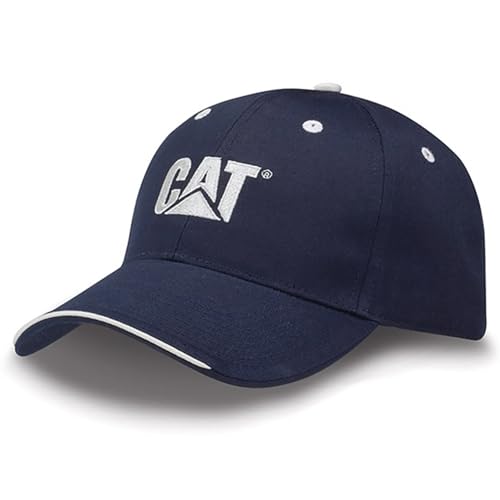 Caterpillar Equipment Navy Blue & Gray Sandwich Bill w/Grommets Hat/Cap