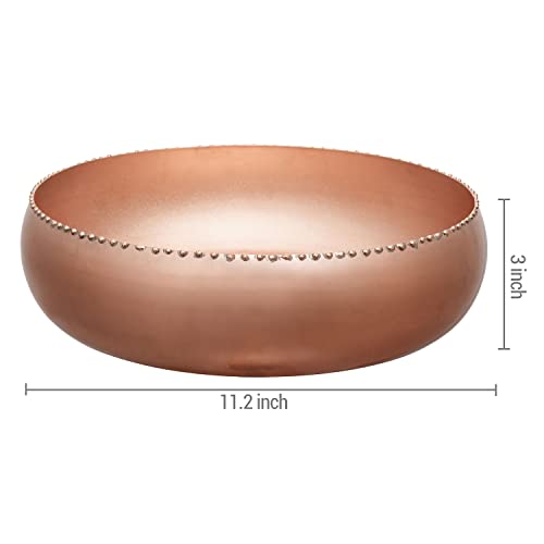 Mygift 11-Inch Metallic Copper Toned Metal Round Planter Bowl With Pebbled Rim, Shallow Bowl Succulent Pot - Handcrafted In India #TOP4