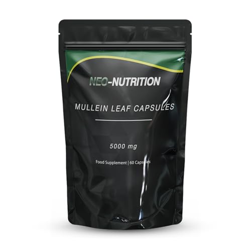 Mullein Leaf Extract for Lungs | High Strength 5000mg Mullein 10:1 Extract Lung Support & Respiratory Health | Detoxification Aid & Cleansing Support Supplement - 60 Capsules