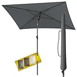 4smile Sonnenschirm Balkon SunnyShade 3-in-1 SET in Grau - UPF 50+ Sonnenschirm rechteckig...