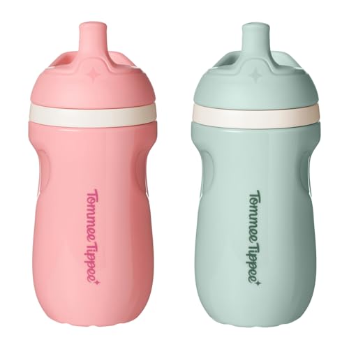 Tommee Tippee Insulated 9oz Sporty Spout Toddler Water Bottle, No Spill Sippy Cups for Toddlers 1-3,...