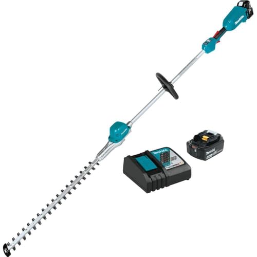 Image of Makita XNU02T Lithium-Ion Brushless Cordless (5.0Ah) 18V LXT 24 inch Pole Hedge Trimmer Kit, Teal