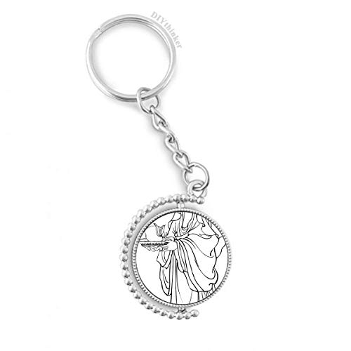 Llavero budismo chino giratorio amuleto con carácter espiritual y anillo de peregrino