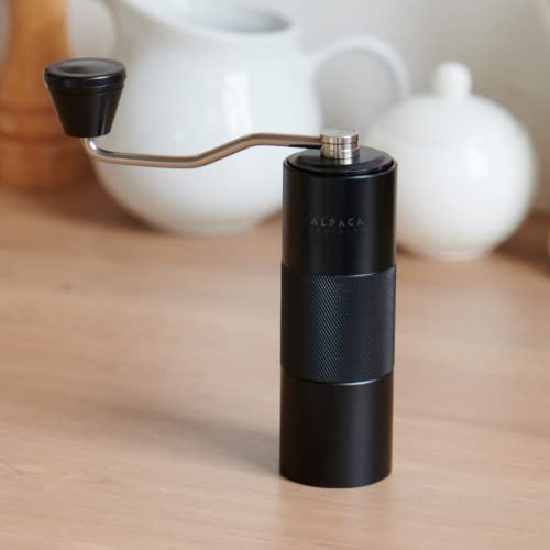 Alpaca Ventures Premium Manual Coffee Grinder (Black) - Adjustable Grind Settings French Turkish Press, Drip Espresso With Stainless Steel Conical Burrs, Double Bearing, Home, Camping Coffee Brew Gift #TOP5
