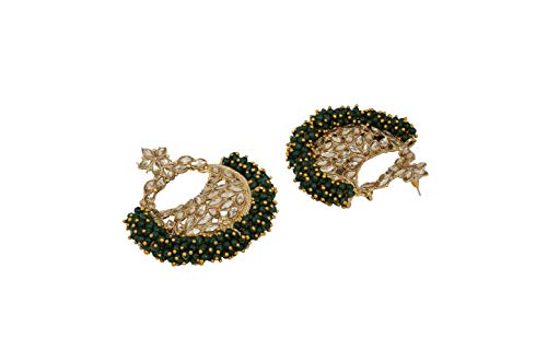 Image of Asmitta Wedding Dangler Earrings for Women (Green) (ED734JJGLDHV0)
