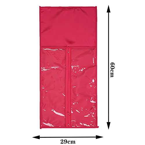 Large Silk Satin Wig Bags with Wood Hanger Hairpieces Ponytail Wig Satin Carrier Case for Store Style Hair Travel Wig Bag (60 * 29cm/23.6 * 11.4",Rose Red With Right Angle*5) - Image 3