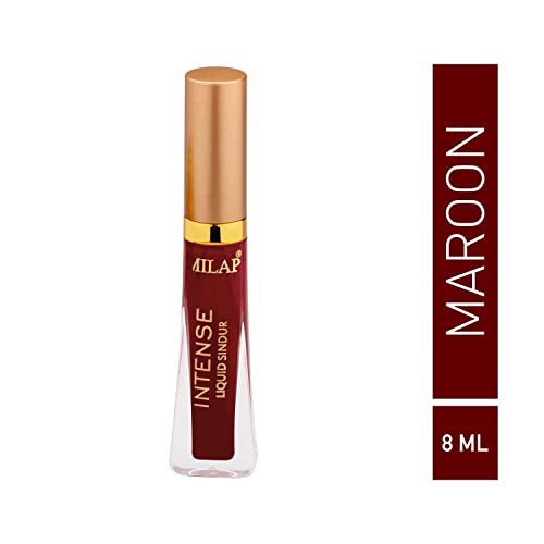 Image of MILAP Bridal Intense Matte Liquid Sindur, Red /Maroon, Waterproof Sindoor, Quick Drying Formula, Long Sponge Tip Applicator, Beauty products for Women, (Red & Maroon Sindoor 8ML EACH) Pack of 2