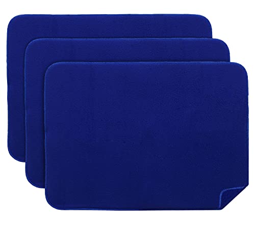 Image of Kuber Industries Microfiber Reversible Dish Drying Mat with Absorbent Parity for Kitchen 19 inchx 15 inch,Pack of 3 (Blue)