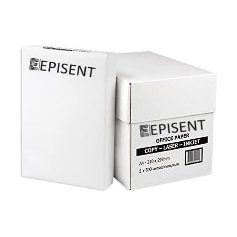 EPISENT A4 White Paper Sheets - 80gsm Bright White Paper - Office Printer, Copier Paper - Multifunction Laser Inkjet Paper - Stronger, Sharper & Acid Free A4 Paper Reams (A4 1 Reams (500 Sheets)) Cover