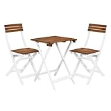 BUTLERS Gartenmöbel 3er Set (Zwei Klappstühle und Tisch) -Morning Star- Möbelset aus Holz Natur und Weiß für 2 Personen | Indoor Outdoor Wetterfest Möbel für Balkon, Terrasse, Garten