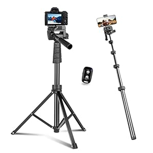 UBeesize 67″ Extendable Phone Tripod, Detachable Cell Phone Tripod for Live Stream, Video Recording, Photography, Compatible with Cellphones/Camera/Projector/GoPro/Ring Light