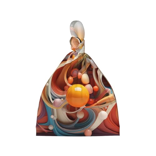 3D Colorful Swirls and Balls Print Newborn Baby Hat, Soft Top Knotted Beanie Cap, Cute Infant Headwear for 0-6 Months Welcome Party