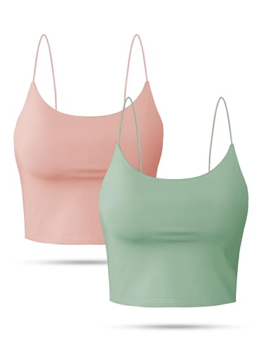 Image of Buauty 2 & 4 Packs Crop Tank Top for Women, Basic Solid Cropped Double Layer Spaghetti Strap Short Sleeveless Camisole