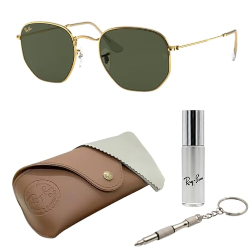 Ray-Ban RB3548 Square-Round Shape Non-Polarized Sunglasses for Men & Women Includes Official Rayban Eyewear Kit Ideal Formal & Casual Wear Sunglasess Green Lens