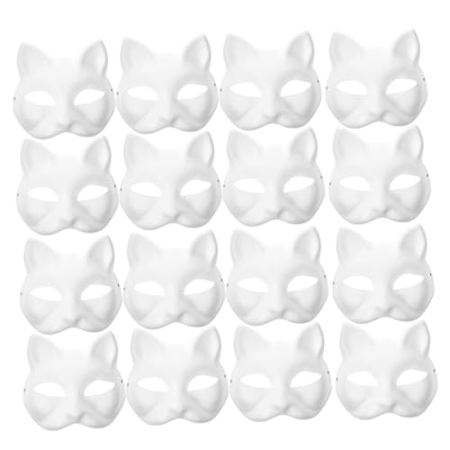 PRETYZOOM 24pcs Blank Cat Masks for Painting Half Face Masquerade Masks for and Adults Unfinished Pulp Cosplay for Arts Crafts Parties