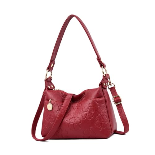 Sac à main bandoulière femme rouge avec impression de surface chic et spacieux