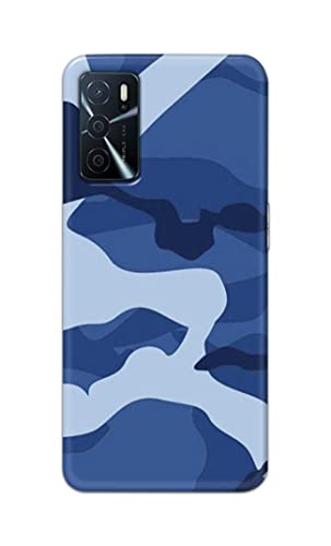 Image of Printed Hard Back Cover Case for Oppo A16 | Oppo A16s Back Cover (Army Blue Pattern) -203