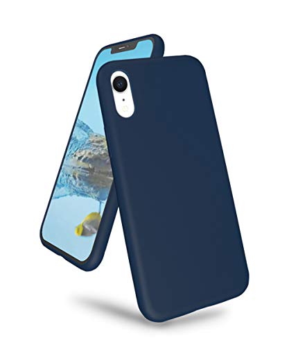 Coque iPhone XR silicone liquide bleu nuit protection fine