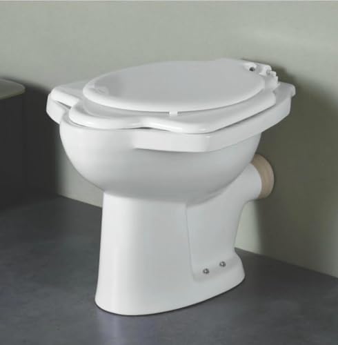 Image of Floor Mounted Ceramic Commode /EWC /Western Toilet /European Commode /Water Closet With Seatcover For Bathrooms 18 X 21 X 16 Inch ANGLO-(P TRAP OUTLET)