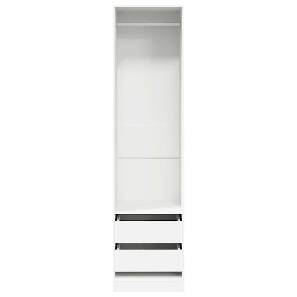 Armadio con cassetti bianco in legno 50 x 50 x 200 cm con asta appendiabiti e spazio per camera da letto, corridoio, spogliatoio, guardaroba compatto con scomparto e ordine