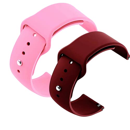 Image of YODI New Accessories Silicone 22MM Strap Belt Band for Smart Watch (Set of 2 Color) Combo Pack (Smart Watch NOT Included) (Pink-WINRED)