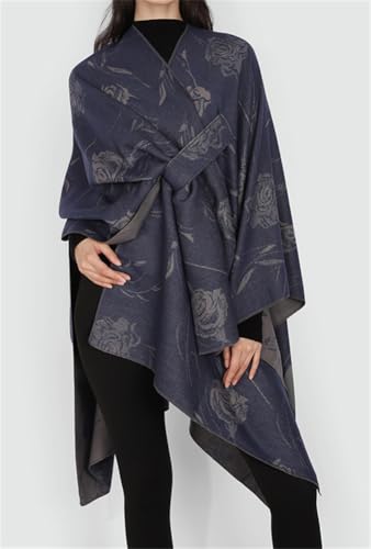 Rungion Women's Elegant Slit Scarf Wrap Soft Shawl Cape Long Open Front Stole Winter/Autumn Blanket Cardigan Poncho2