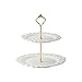jbshop Kuchenstand 2-Tier-Keramik-Kuchen-Ständer kreativer Dessert-Tabelle Mehrzweck-Cupcake-Display-Standnachmittags-Tee-Teig-Servierplatte Cupcake-Ständer (Color : White, Size : Large)