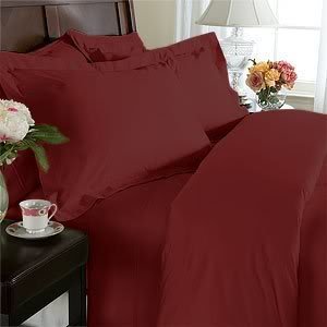 JS Sanders 1500 Series Microfiber Queen Size 4pc Bed sheet set, Burgundy (Red)-image-11