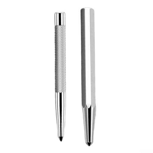 Lot de 2 poinçons en métal avec poignée antidérapante moletée et pointe conique pour un démarrage précis sur bois, plastique, laiton, cuivre, aluminium, acier, fonte, etc