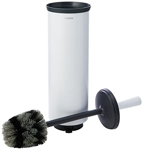 Image of Brabantia Profile Toilet Brush and Holder (White) Freestanding /Wall-Mounted Toilet Bowl Cleaner with Discreet Case Stand for Bathroom