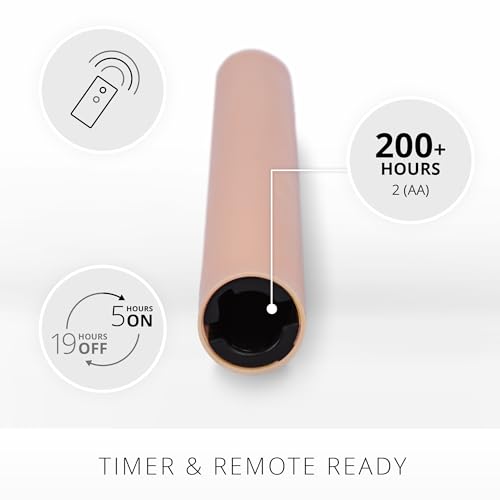 Image of Luminara Flameless Battery Operated Taper Candle, Mellow Peach Pack of 2 1 inch x 9.75 inch, LED Flickering Flame, Realistic & Safe for Home Kids and Pets