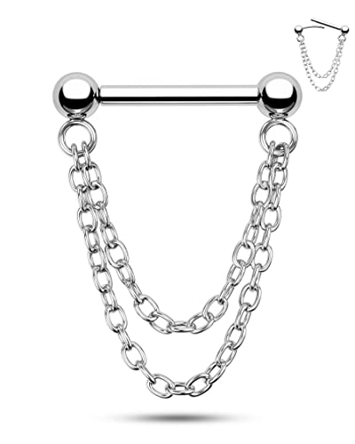 CM Crareesi Mania 16G Septum Rings 316L Surgical Steel Threadless Push in Septum Piercing Jewelry Pushin 16Gauge Helix Earrings Chain Septum Ring Helix Piercing Jewelry