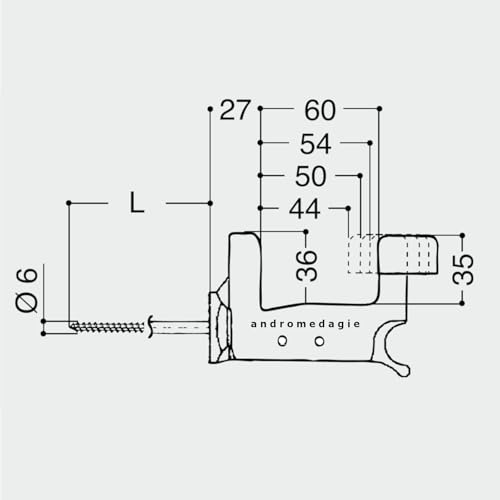 ANDROMEDAGIE® | SUPER TOP GRILLO 2 STK 70 MM SCHWARZE SCHRAUBE | Automatischer Fensterladenhalter | Verstellbar 44–60 mm | Für Fensterläden & Klappläden | Kompatibel mit Aluminium, Holz, Eisen, PVC