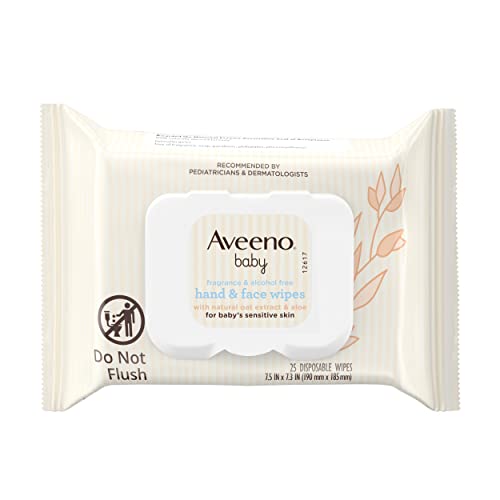 Aveeno Baby Fragrance Free Hand & Face Wipes with Oat Extract & Aloe, Cleansing & Moisturizing Baby Wipes for Sensitive Skin, Sulfate-, Alcohol-, & Paraben-Free, Hypoallergenic, 25 ct - Image 3