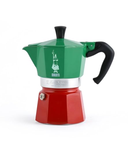Bialetti - Moka Express Italia Collection: Iconic Stovetop Espresso Maker, Makes Real Italian Coffee, Moka Pot 6 Cups (9 Oz - 270 Ml), Aluminium, Colored in Red Green Silver