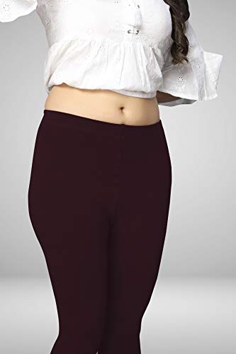 Image of Women's Cotton Skinny Leggings with Ankle Length Solid Pattern Mid Rise and Elastic Closure | Cotton Skinny Leggings for Womens