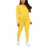 Nimsruc Two Piece Outfits For Women Casual Jogging Suit Sweatsuits Sets Matching Athletic Clothing Fashion Tracksuit Yellow XL