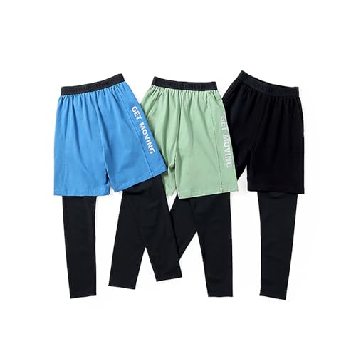 Generic - Pantalon d'entraînement 2 en 1 pour garçon avec short intégré – Legging de compression athlétique pour la course à pied et le sport | Séchage rapide, respirant, anti-frottement | Tailles adolescents