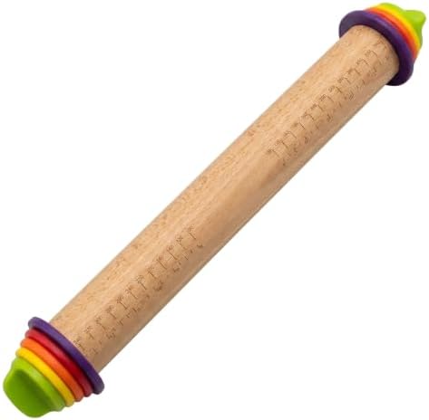 Adjustable Rolling Pin with Thickness Rings, 13.78" Dough Roller ...